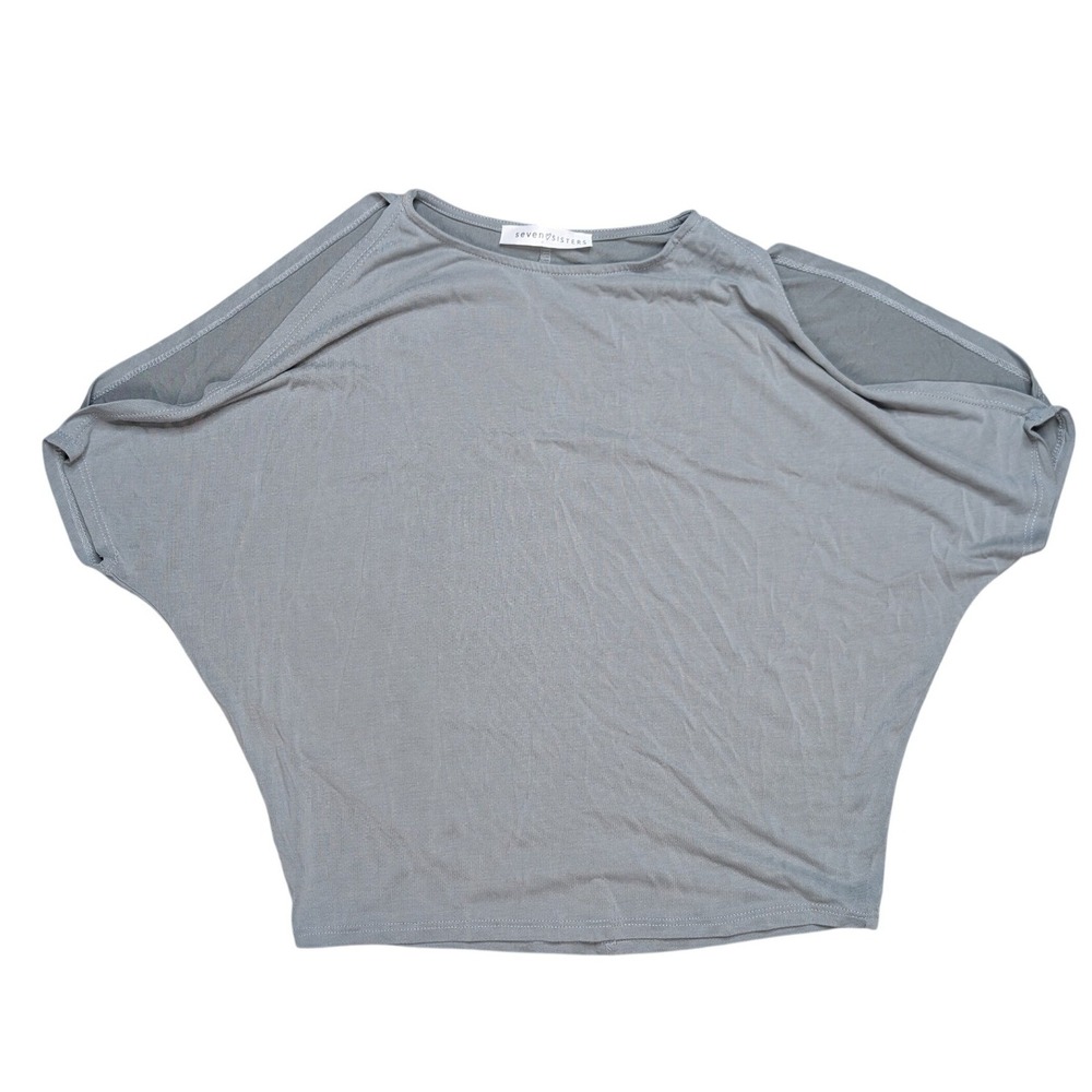Vintage Seven Sisters Women's Small Grey Cold Drop Shoulder Top Indie‎ sleaze